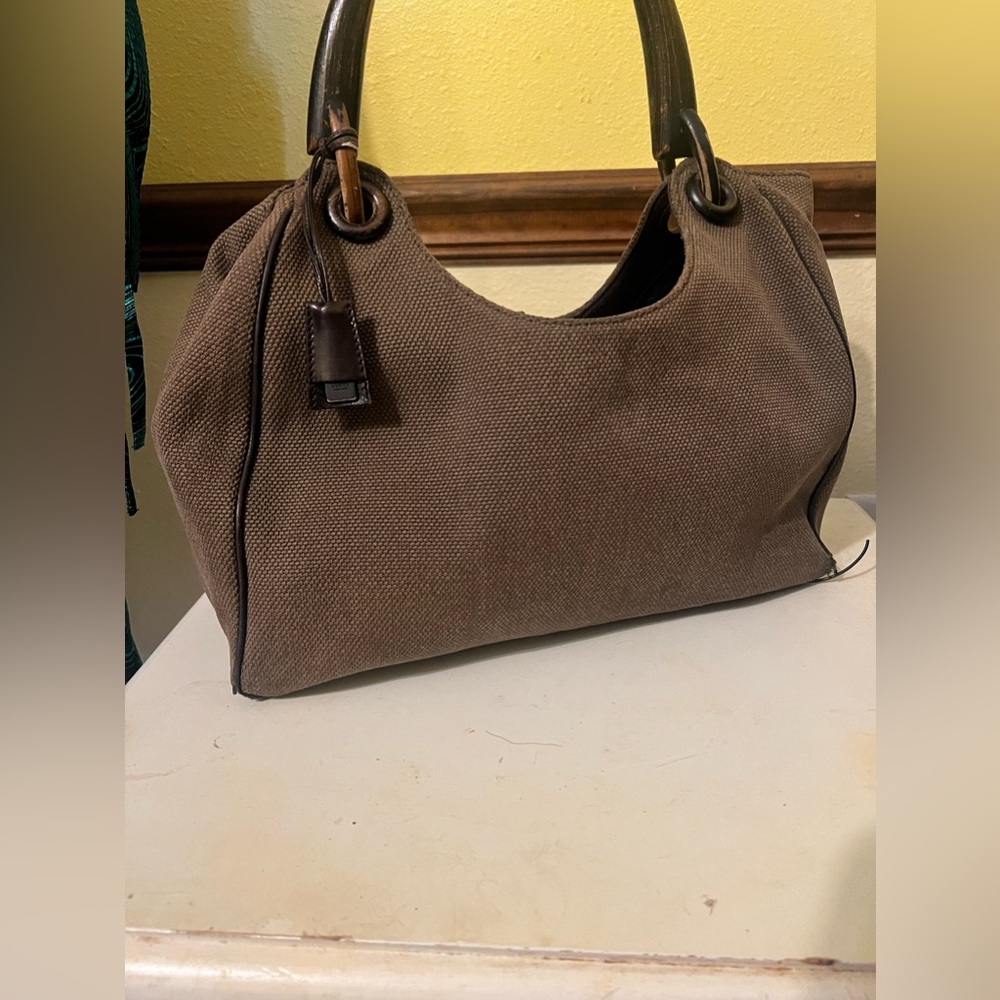 Authentic Gucci Canvas and Bamboo Bag